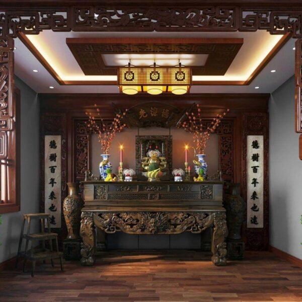 Tủ thờ Tân Cổ Điển gỗ Hương vân tự nhiên cao cấp