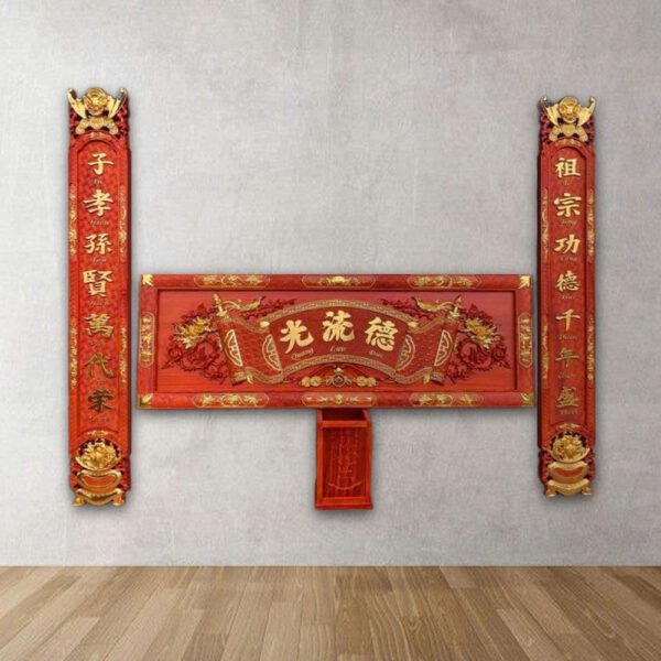 Bộ hoành phi câu đối chữ Hán – Nôm, khung gỗ Hương